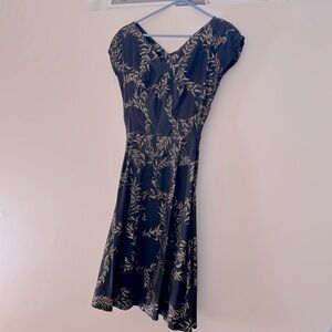 Vintage! Black cotton dress with gold floral!